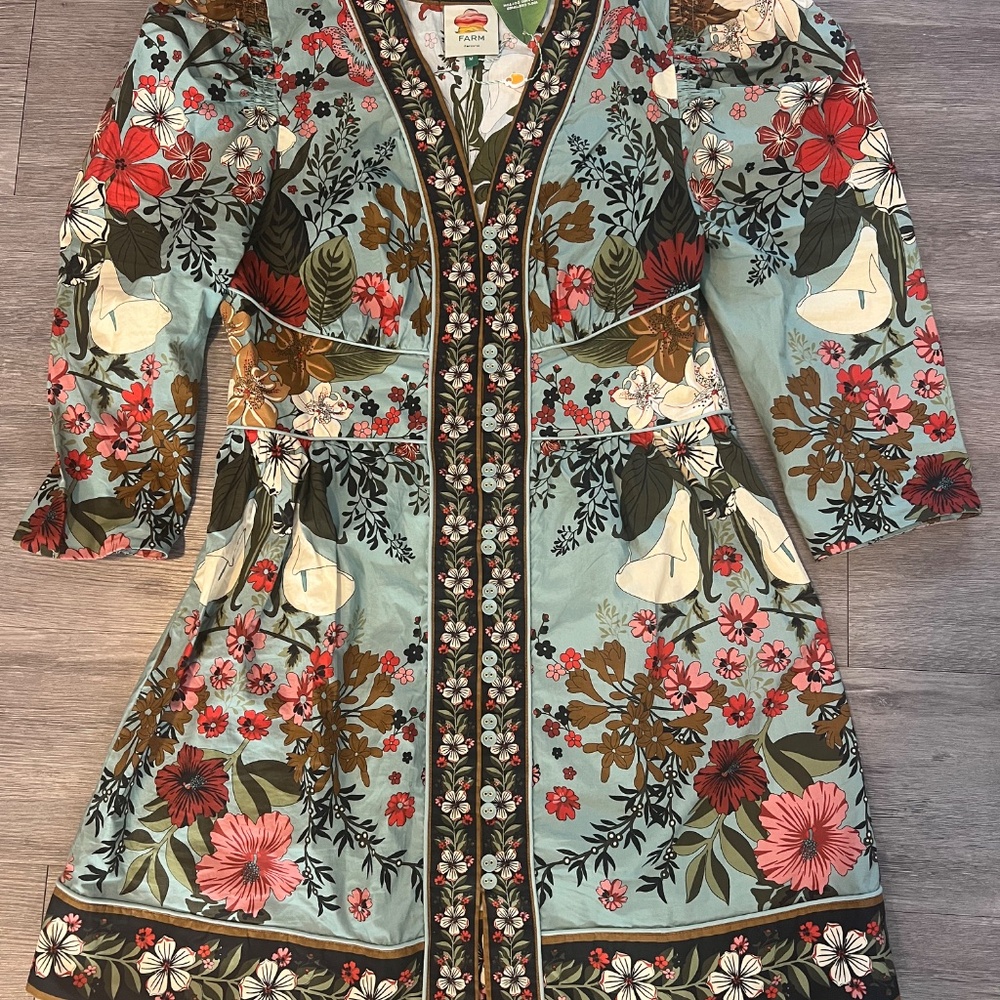FARM Rio Beauty Bouquet Blue Mini Dress (NWT) - Picture 2 of 13